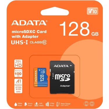 Adata 128GB Premier microSDXC Card with Adapter UHS-I Class10 V10 Hafıza Kartı