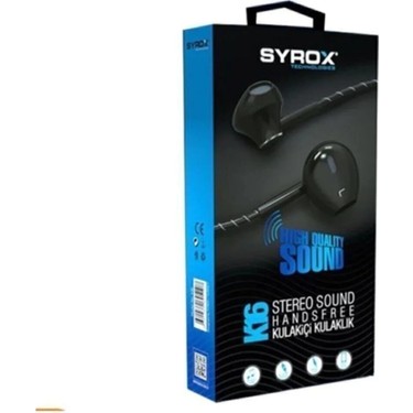 Syrox K16 Ekstra Bas Stereo Kulakiçi Kulaklık Siyah