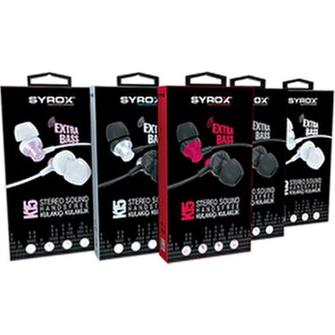 Syrox K15 Stereo Kulak İçi Kulaklık Mikrofonlu Kırmızı-siyah-beyaz Renk